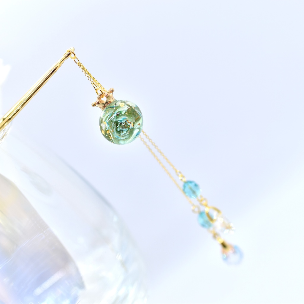 【Atelier petit Lotus様コラボ】Reine des fleurs かんざし・ブルー【再販予定なし】