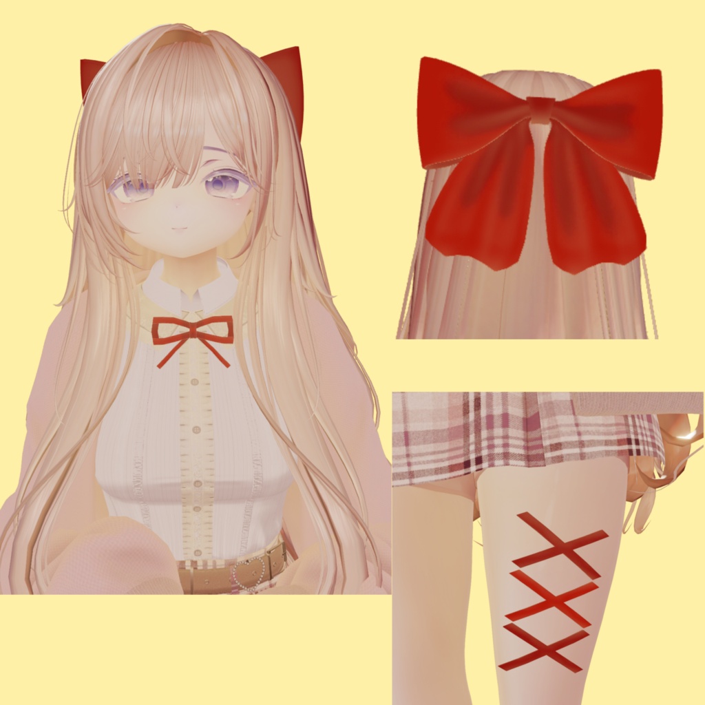 リボンまとめ🎀髪や服につけて華やかに!【3Dアクセサリー】