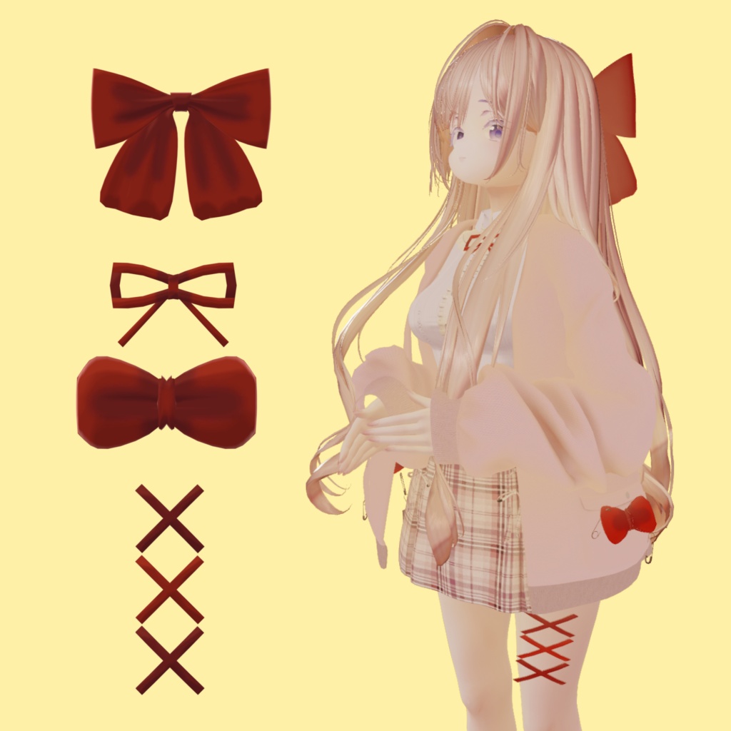 リボンまとめ🎀髪や服につけて華やかに!【3Dアクセサリー】