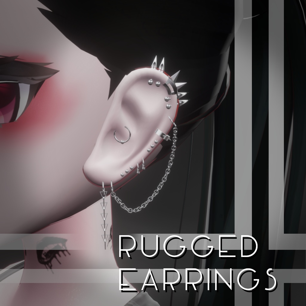 🎁SALE 🎁 【MA対応】Rugged earrings 4アバター対応【VRChat想定】