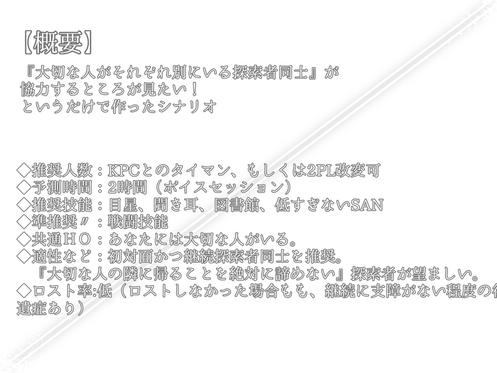 CoC6thシナリオ『境界線のウェリタス』