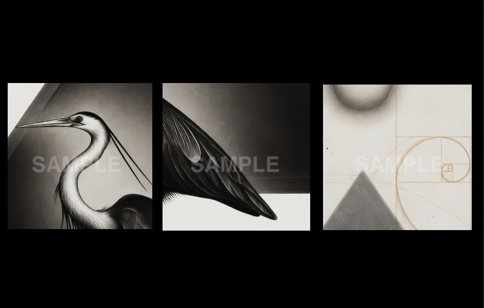 Sacred Geometry — Egret__A Symbolic Engraving Diptych