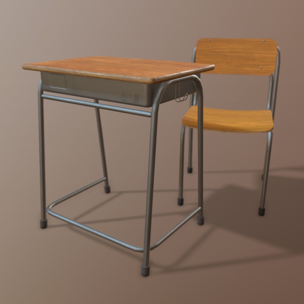 【3Dモデル】学校の机・椅子/各4種