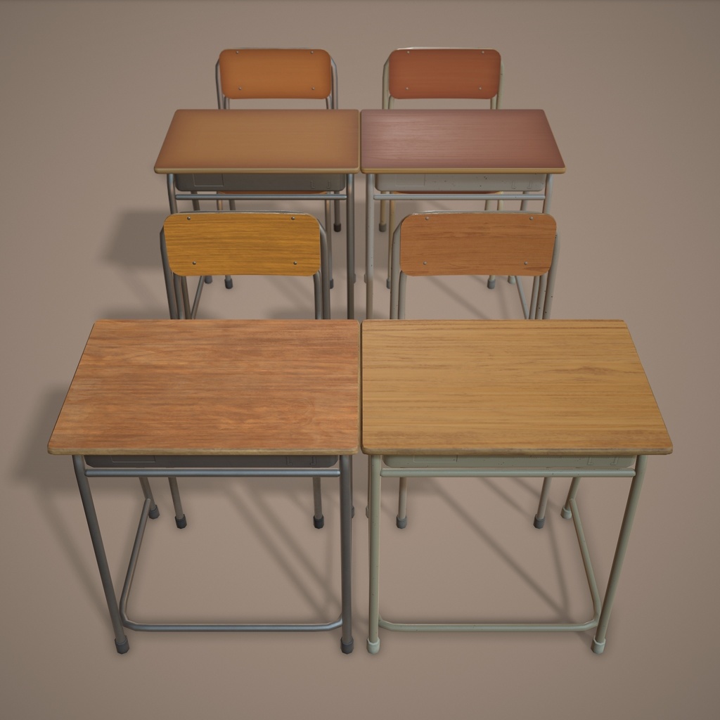 レア レトロ 昭和初期 小学校 木製 机 椅子 セット - スツール