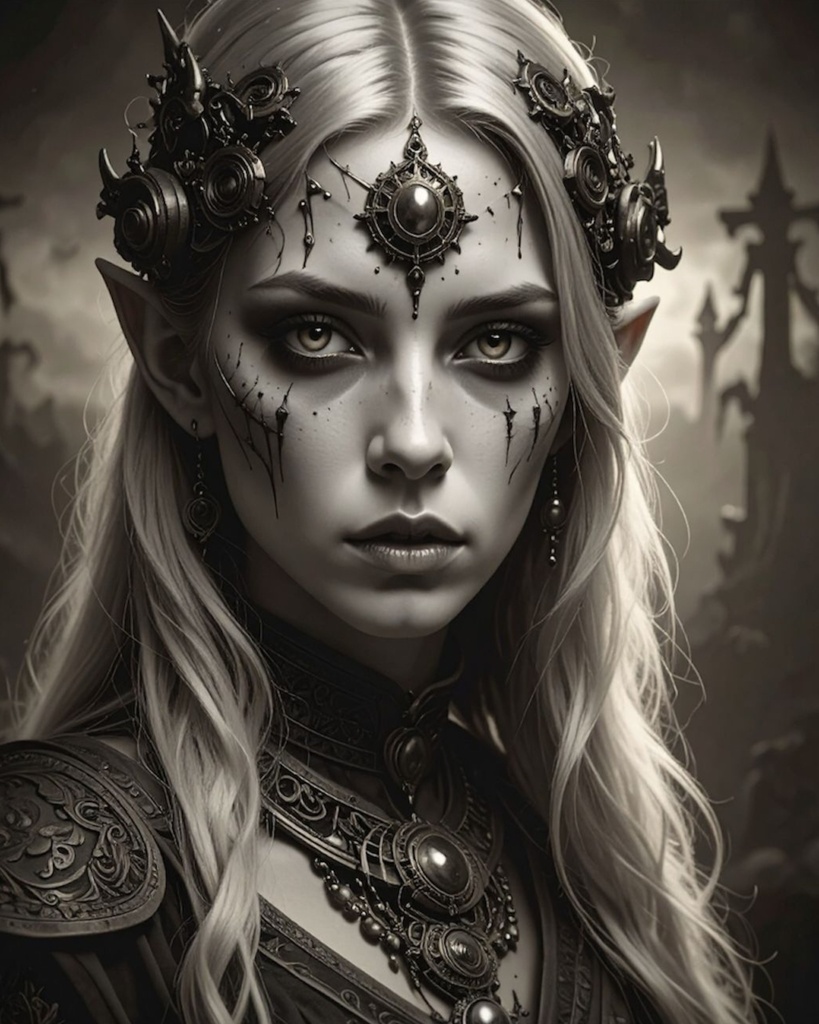 「ダークなエルフ王女」 /【Printable Art】Dark Elven Princess