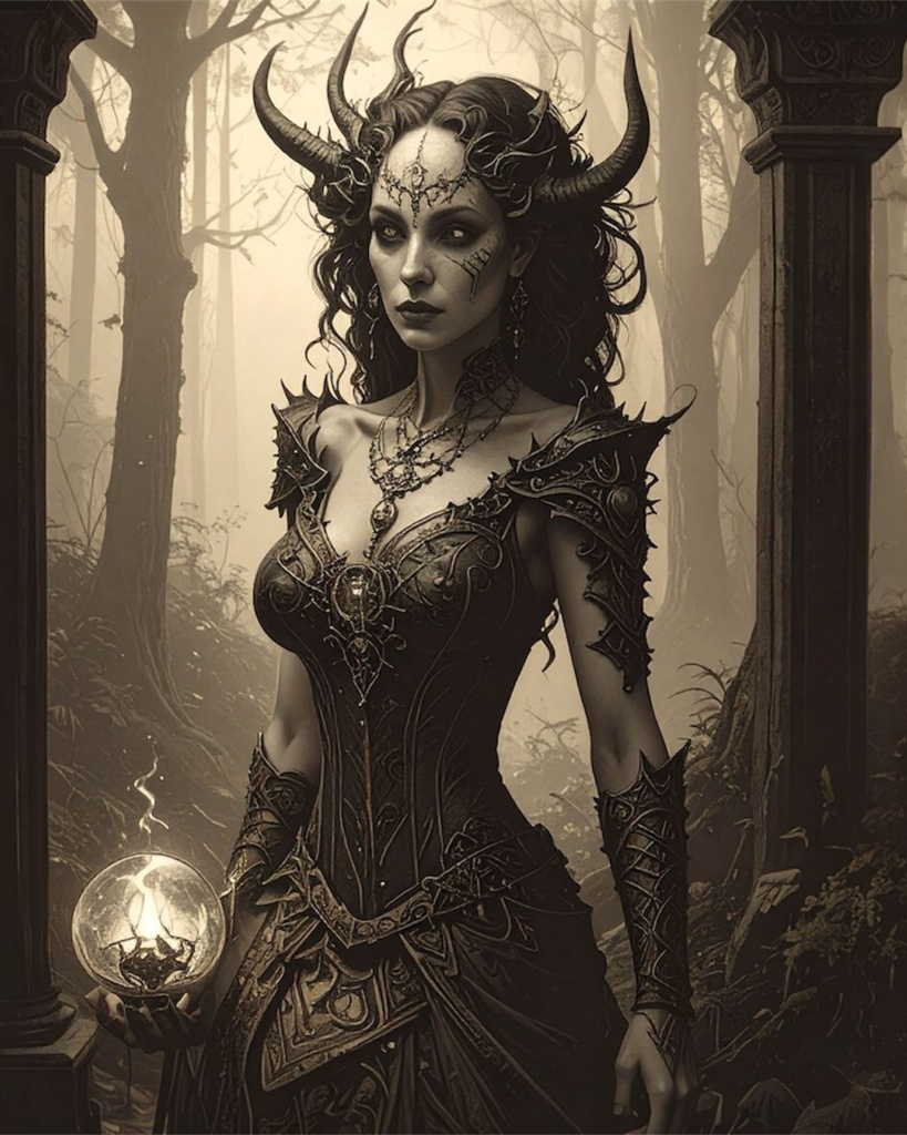「森の闇の魔女」 /【Printable Art】Dark Forest Witch Goddess