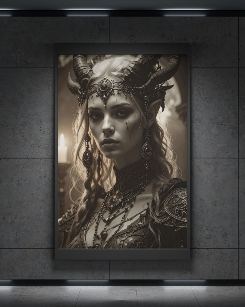 「角を戴く闇の女王」 /【Printable Art】Horned Queen of Shadows