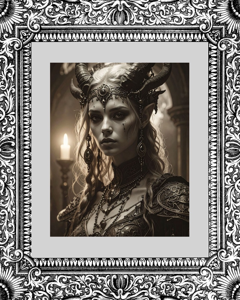 「角を戴く闇の女王」 /【Printable Art】Horned Queen of Shadows