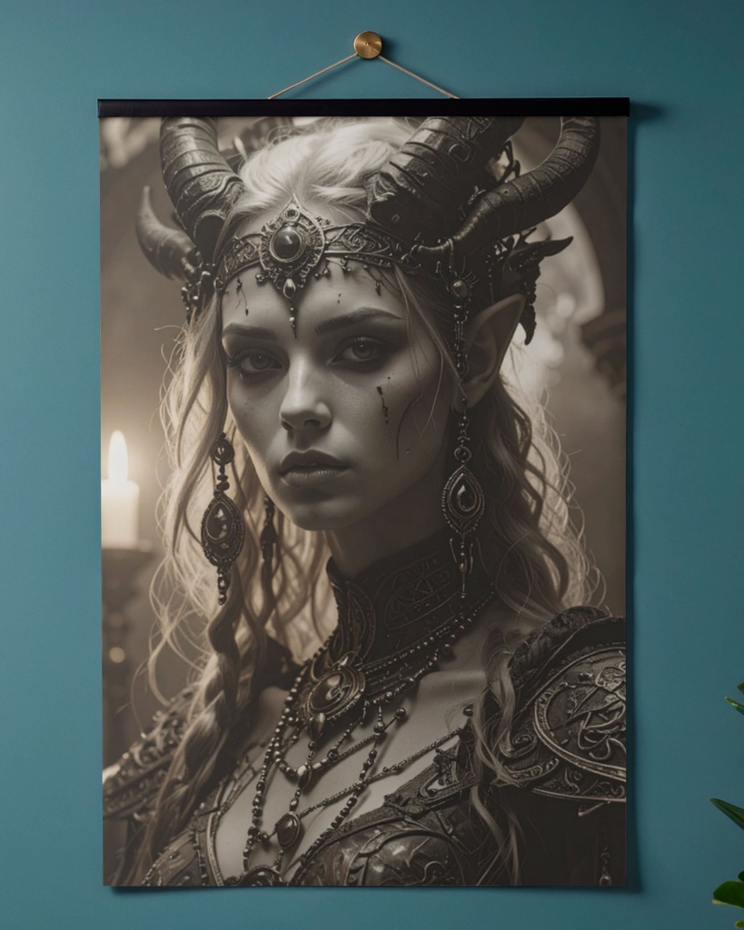 「角を戴く闇の女王」 /【Printable Art】Horned Queen of Shadows