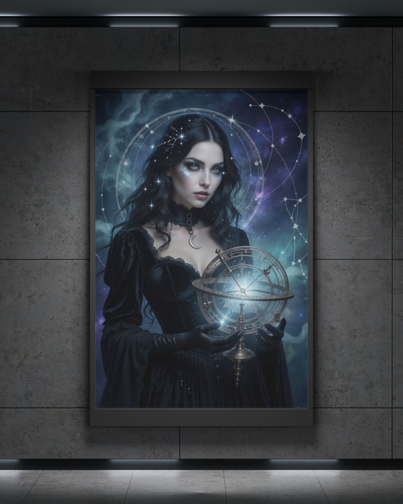 「コズミック・アストロロジャー:星を紡ぐ魔女」/【Printable Art】Cosmic Astrologer: The Witch Who Weaves the Stars