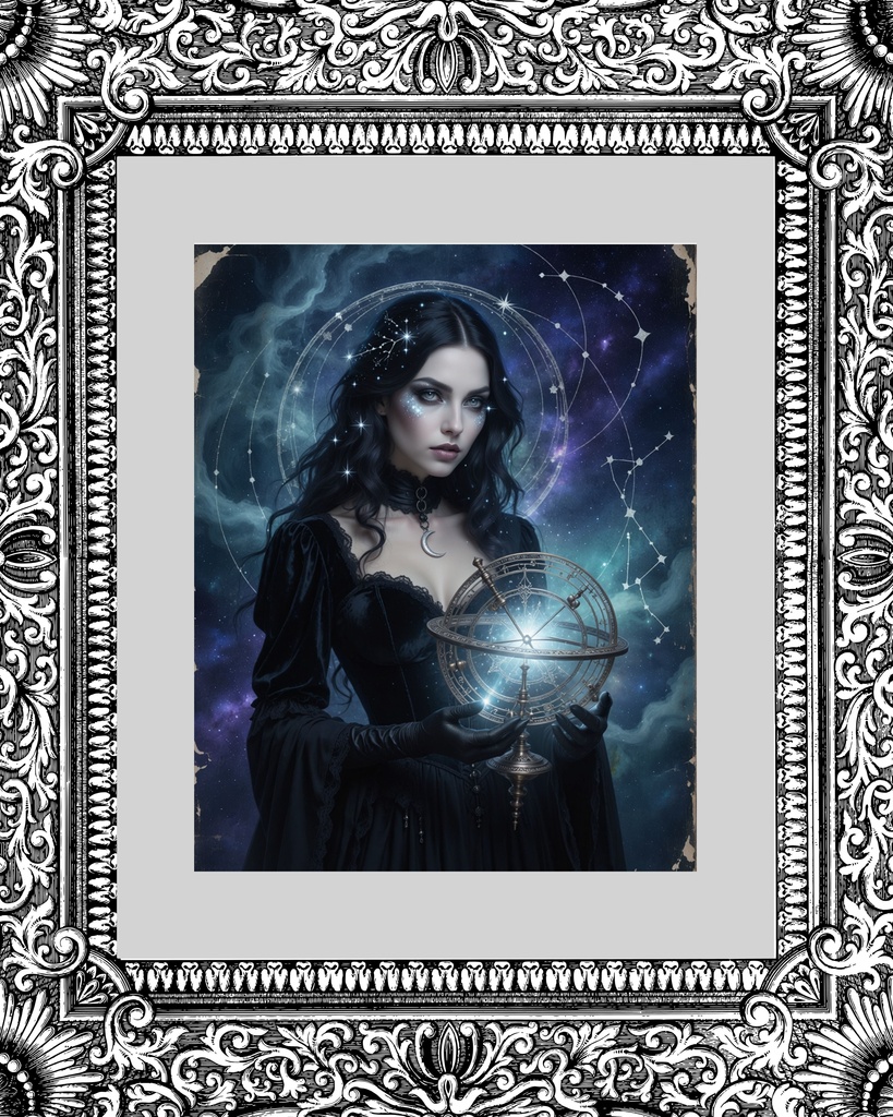 「コズミック・アストロロジャー:星を紡ぐ魔女」/【Printable Art】Cosmic Astrologer: The Witch Who Weaves the Stars