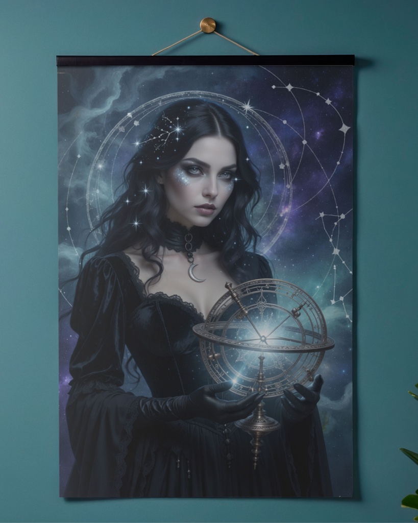 「コズミック・アストロロジャー:星を紡ぐ魔女」/【Printable Art】Cosmic Astrologer: The Witch Who Weaves the Stars