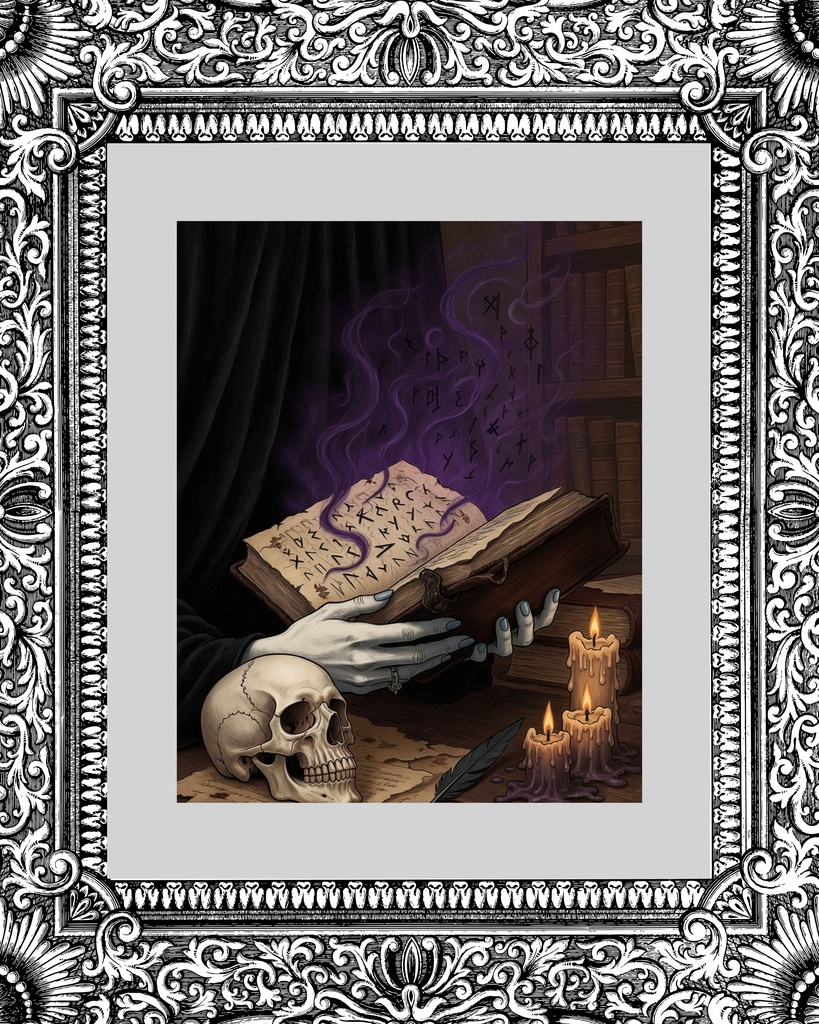 「禁断の魔導書:ルーンの詠唱」/【Printable Art】Forbidden Grimoire: Rune Incantation