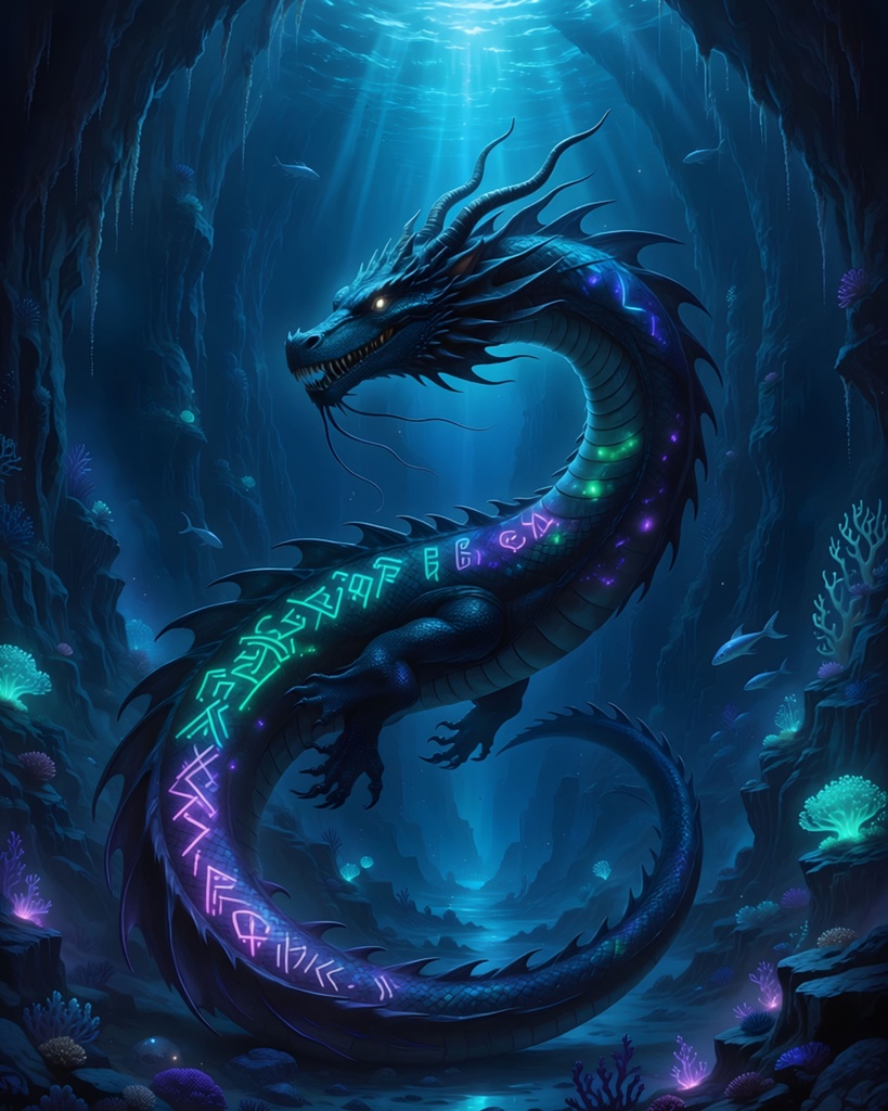 「古代ルーンの海竜」/【Printable Art】Ancient Runic Sea Dragon
