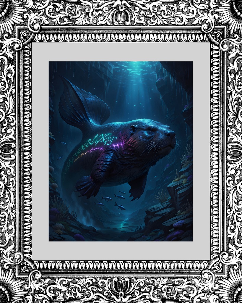 「古代ルーンの深海獣」/【Printable Art】Deep-Sea Beast of Ancient Runes