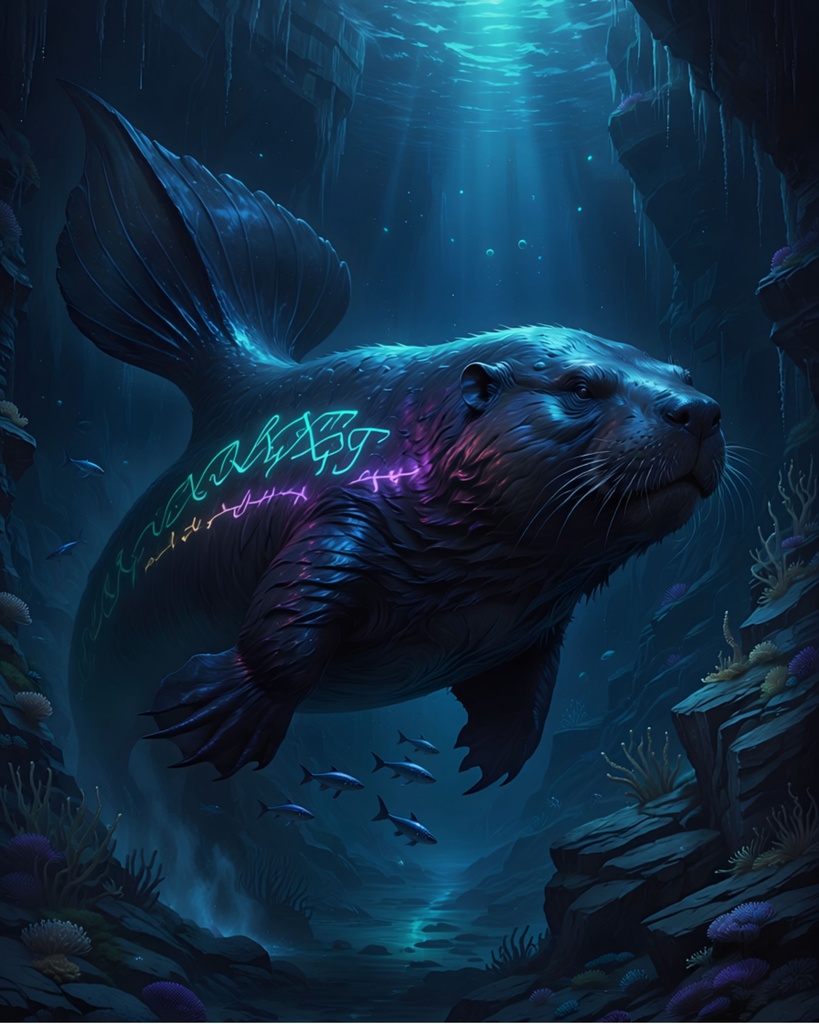 「古代ルーンの深海獣」/【Printable Art】Deep-Sea Beast of Ancient Runes