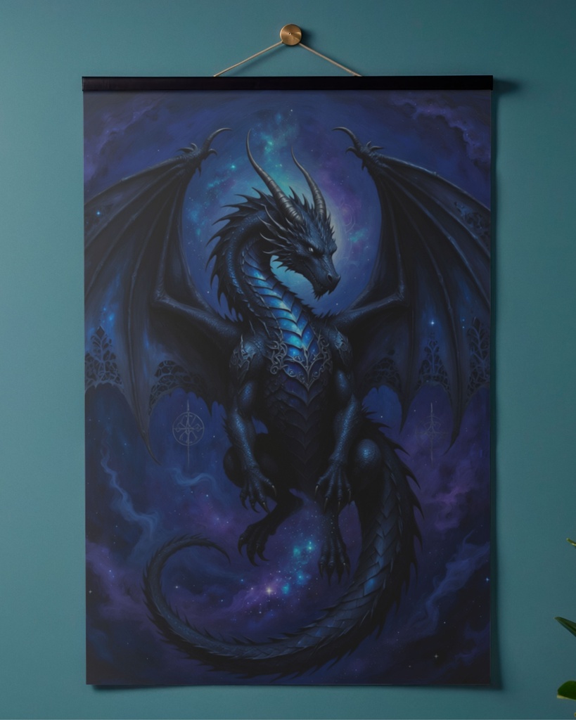 「星天を駆けるゴシック・ドラゴン」/【Printable Art】Gothic Dragon Racing Across the Starry Heavens