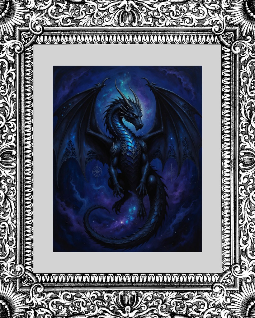 「星天を駆けるゴシック・ドラゴン」/【Printable Art】Gothic Dragon Racing Across the Starry Heavens