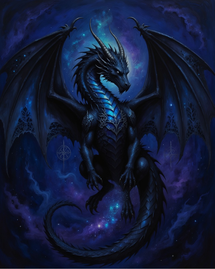 「星天を駆けるゴシック・ドラゴン」/【Printable Art】Gothic Dragon Racing Across the Starry Heavens
