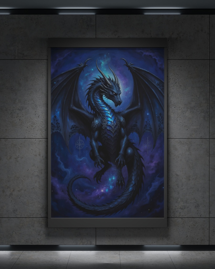 「星天を駆けるゴシック・ドラゴン」/【Printable Art】Gothic Dragon Racing Across the Starry Heavens