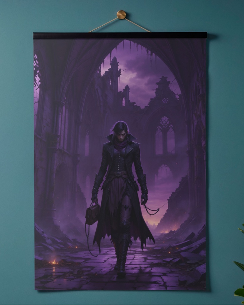 「紫の廃聖堂の放浪者」/【Printable Art】Wanderer of the Purple Ruined Cathedral