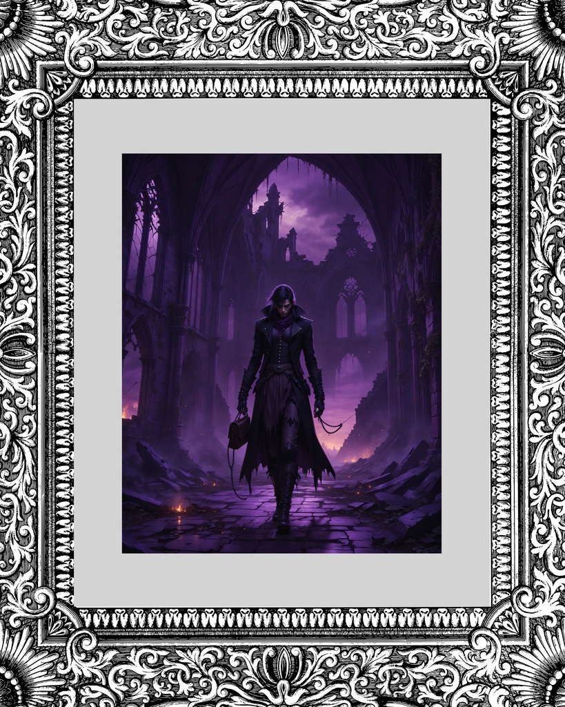 「紫の廃聖堂の放浪者」/【Printable Art】Wanderer of the Purple Ruined Cathedral