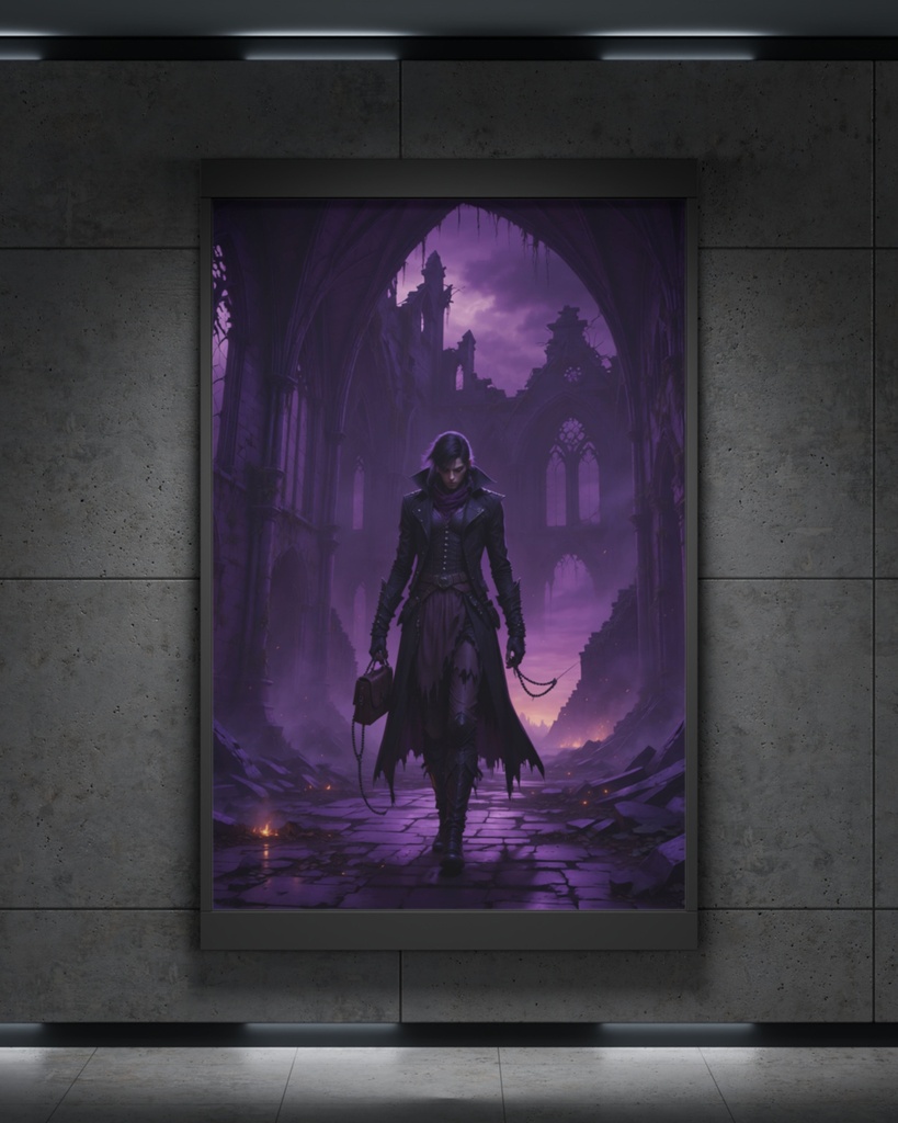 「紫の廃聖堂の放浪者」/【Printable Art】Wanderer of the Purple Ruined Cathedral