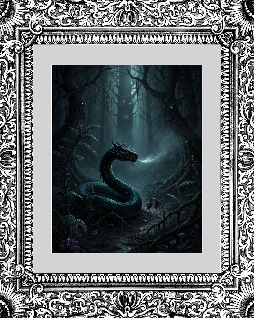 「バジリスクの吐息:禁忌の木立ち」/【Printable Art】Basilisk's Breath: The Forbidden Grove