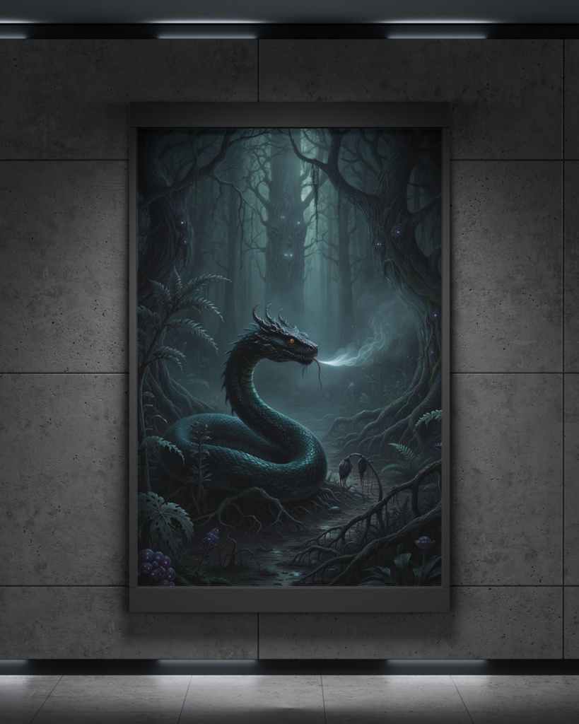 「バジリスクの吐息:禁忌の木立ち」/【Printable Art】Basilisk's Breath: The Forbidden Grove