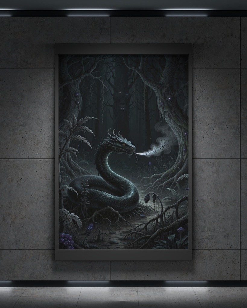 「バジリスクの吐息:禁忌の木立ち」/【Printable Art】Basilisk's Breath: The Forbidden Grove