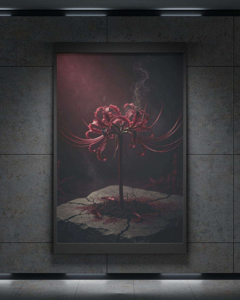 「燻る彼岸花:深紅の灰より咲くもの」/【Printable Art】Smoldering Spider Lilies: What Blooms from Crimson Ash