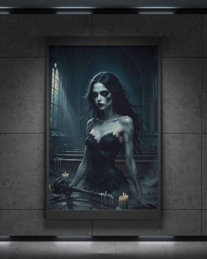 「蝕みの聖堂:這い寄る黒き乙女」/【Printable Art】Cathedral of Blight: The Creeping Black Maiden