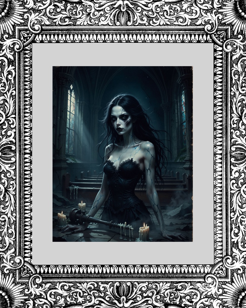 「蝕みの聖堂:這い寄る黒き乙女」/【Printable Art】Cathedral of Blight: The Creeping Black Maiden