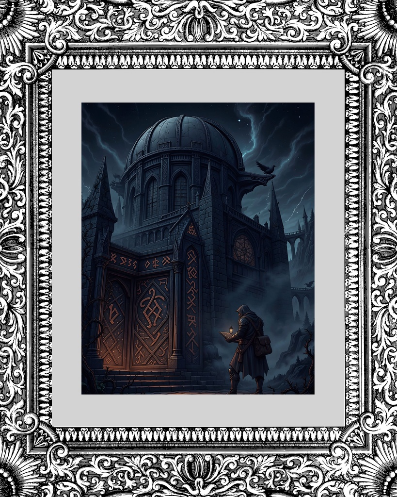 「ルーンの門壁:星詠みの禁術館」/【Printable Art】Rune Gate Wall: The Star-Reader's Forbidden Archive