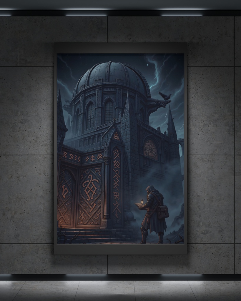 「ルーンの門壁:星詠みの禁術館」/【Printable Art】Rune Gate Wall: The Star-Reader's Forbidden Archive