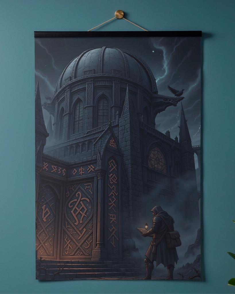 「ルーンの門壁:星詠みの禁術館」/【Printable Art】Rune Gate Wall: The Star-Reader's Forbidden Archive