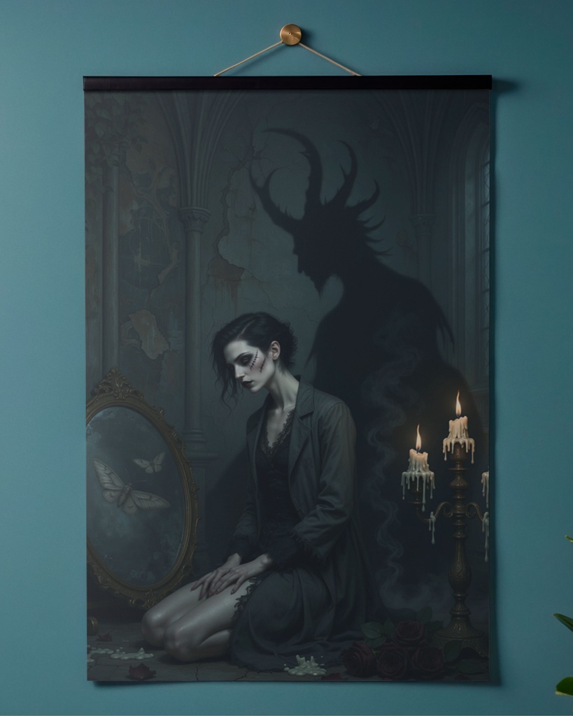 「影身の悪魔:狂気と契る鏡」/【Printable Art】Shadow-Self Demon: The Mirror That Pacts with Madness
