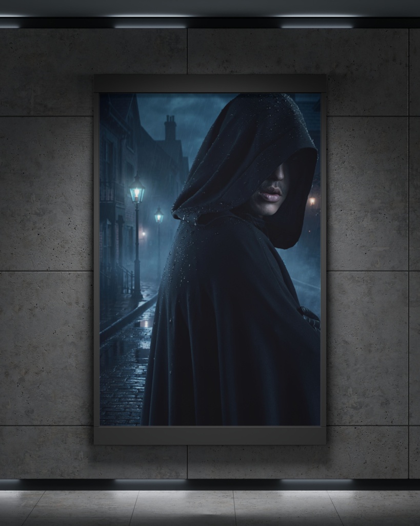 「雨夜の追跡者:ガス灯に消える影」/【Printable Art】Pursuer in the Rainy Night: A Shadow Vanishing into the Gaslight