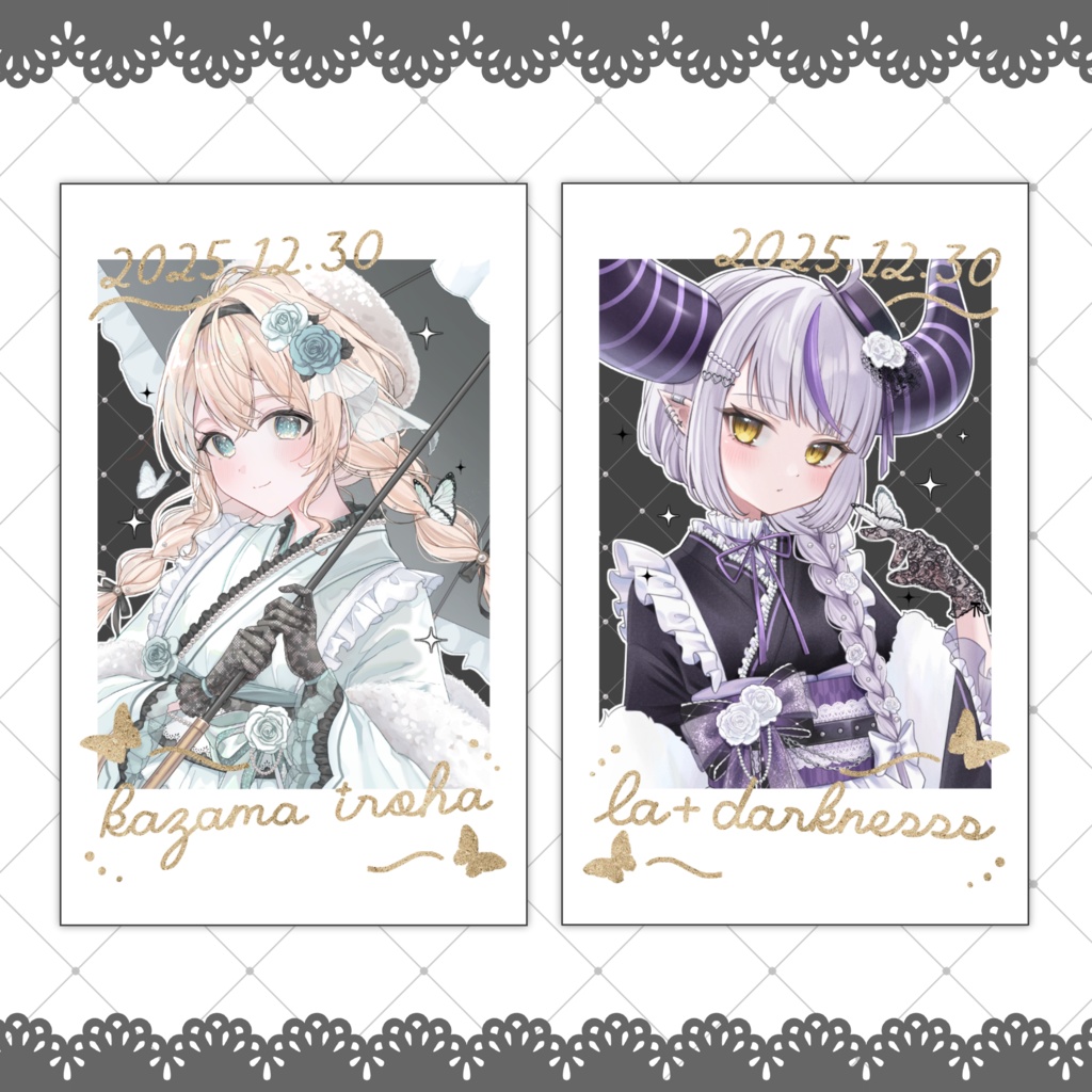 【C107】着物いろはス箔押しチェキ2枚セット(非公式)