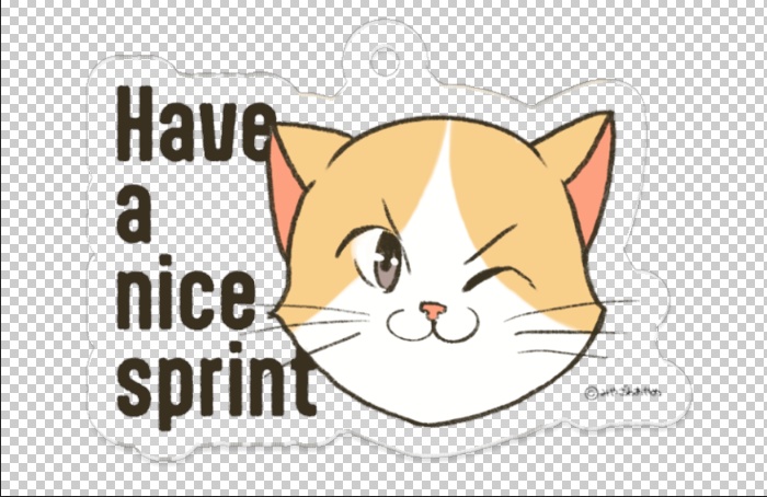 Raindrop Sprinters illust acrylic keychain ネコチャンウィンクアクリルキーホルダー
