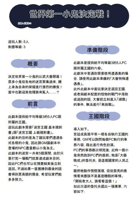 迷宮キングダムシナリオ 世界一番小鬼決定戦