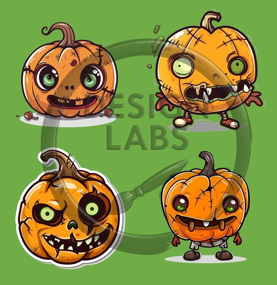 ハロウィンちびかぼちゃパック – 透過PNG 14枚 (ステッカー / 印刷用) - Chibi Halloween Pumpkin Pack – 14 Transparent PNG (Stickers / Printables)