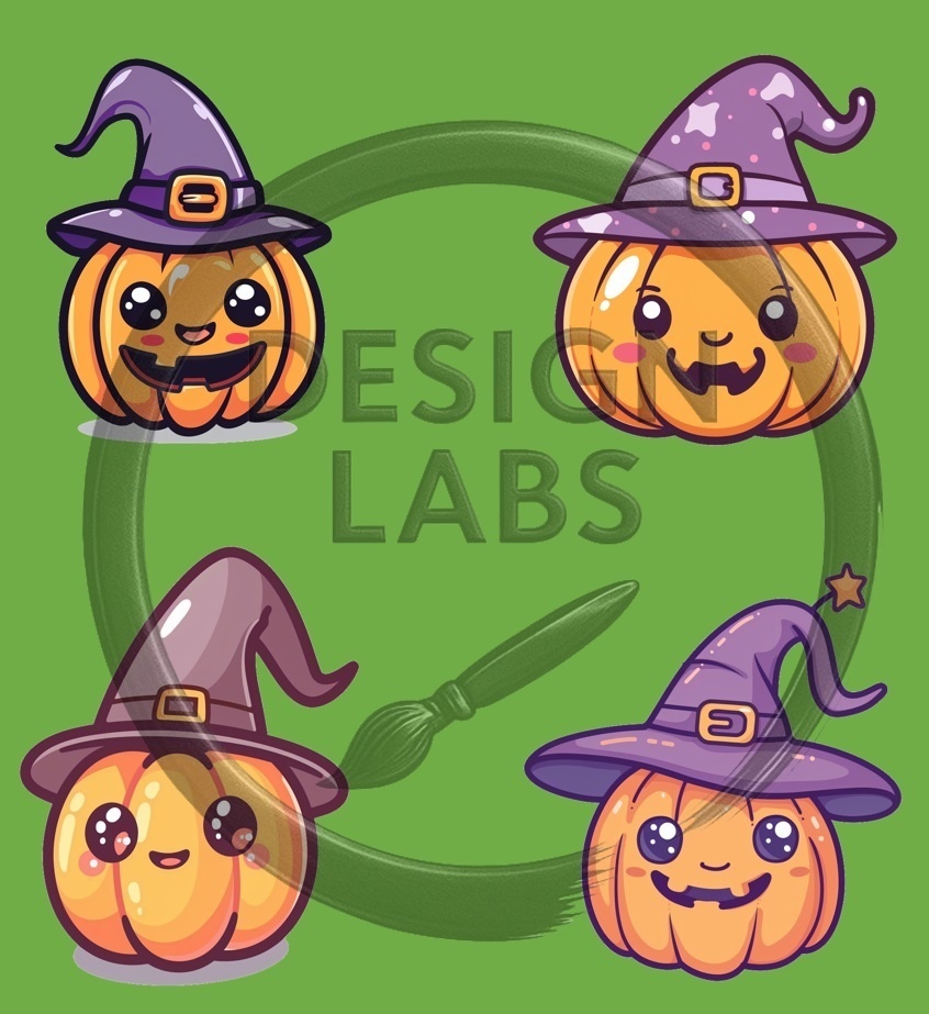 ハロウィンちびかぼちゃパック – 透過PNG 14枚 (ステッカー / 印刷用) - Chibi Halloween Pumpkin Pack – 14 Transparent PNG (Stickers / Printables)