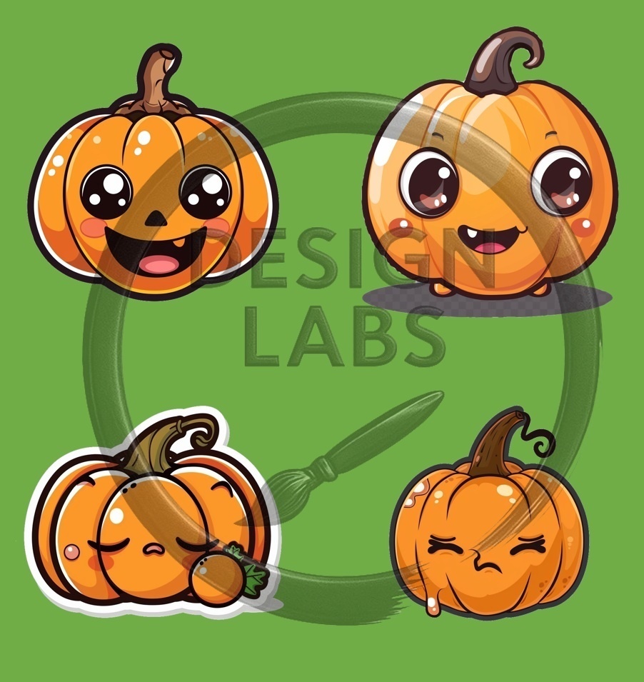 ハロウィンちびかぼちゃパック – 透過PNG 14枚 (ステッカー / 印刷用) - Chibi Halloween Pumpkin Pack – 14 Transparent PNG (Stickers / Printables)