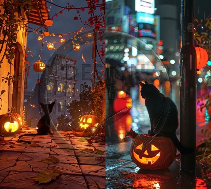 “Chibi Cats Halloween World 4K Pack” (チビキャットのハロウィンワールド 4K パック)