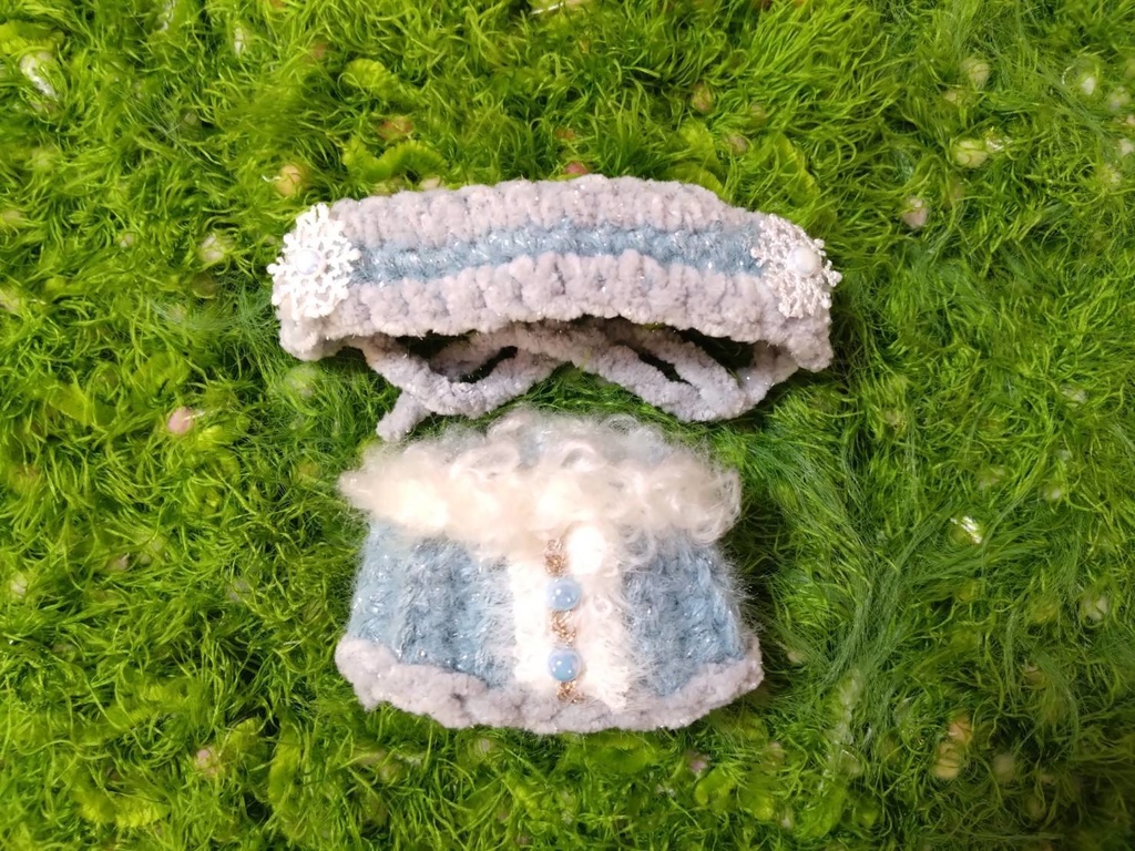 ケープ＆ヘッドドレス【ブルー×グレー】