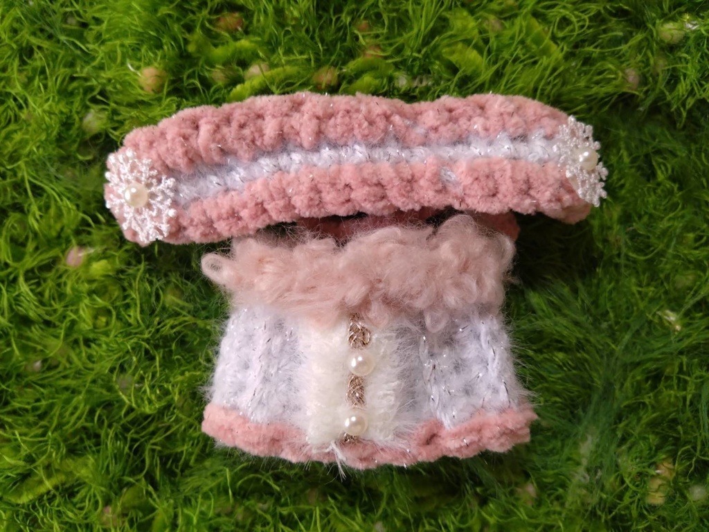 ケープ＆ヘッドドレス【ホワイト×ピンク】