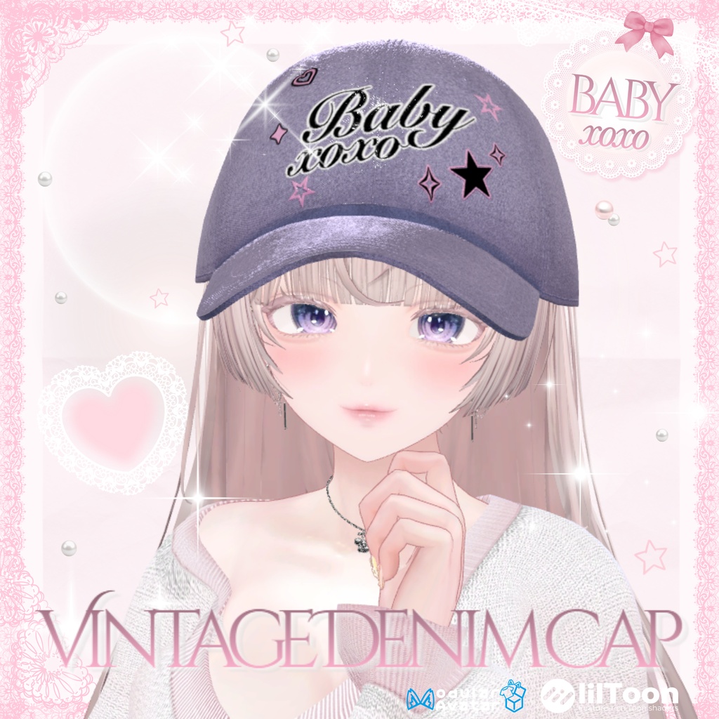 【20アバター対応】BABYxoxo Vintage Denim Cap|17 Colors【VRChat向け】