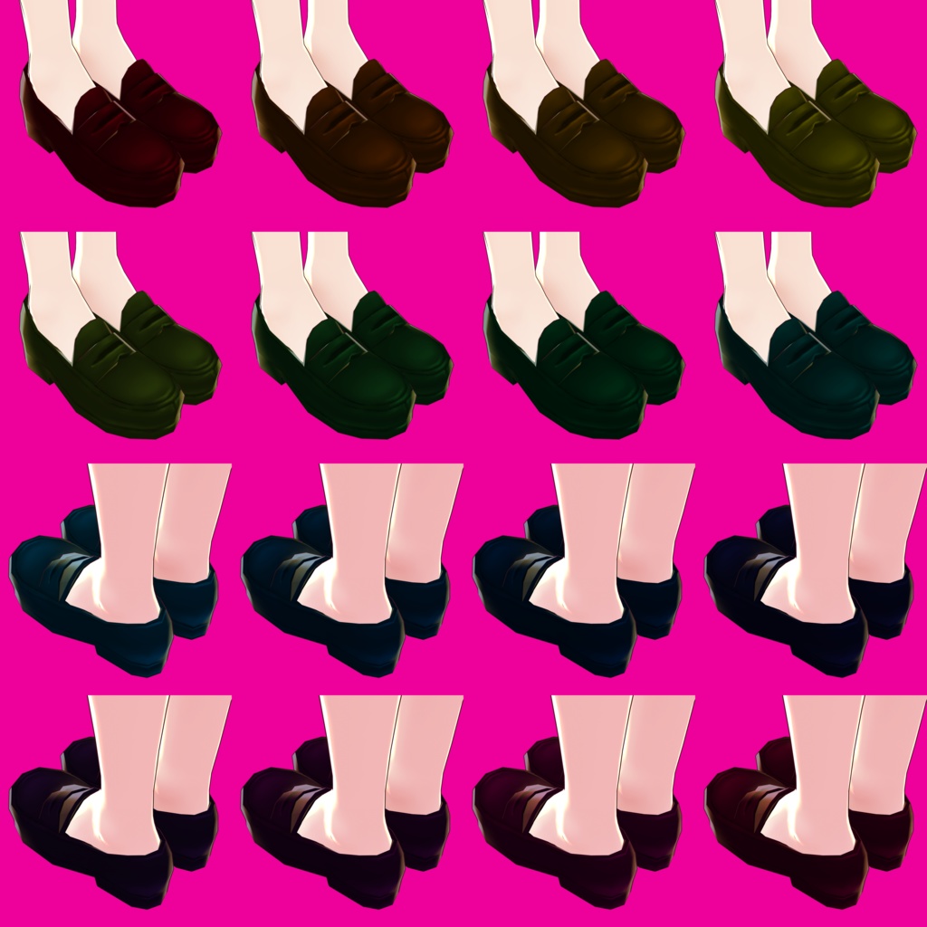 【VRoid】カラフルローファー 全16色【ついんてえる】