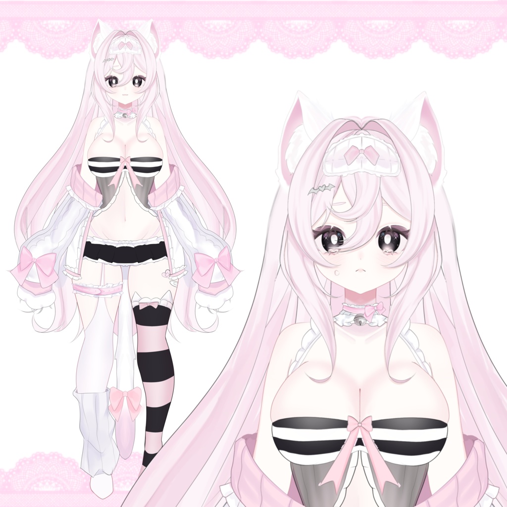 ॱֺּׅ♡ ┆ 既製のかわいいピンクの子猫のVtuberモデル